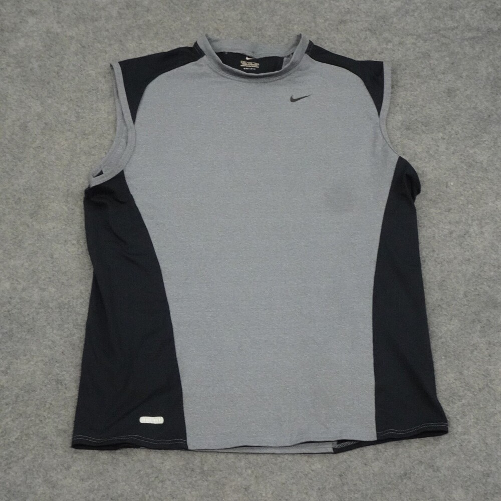 Nike Shirt Boys XXL 2XL Gray Black Sleeveless Dri Fit Comfort Swoosh Active Logo